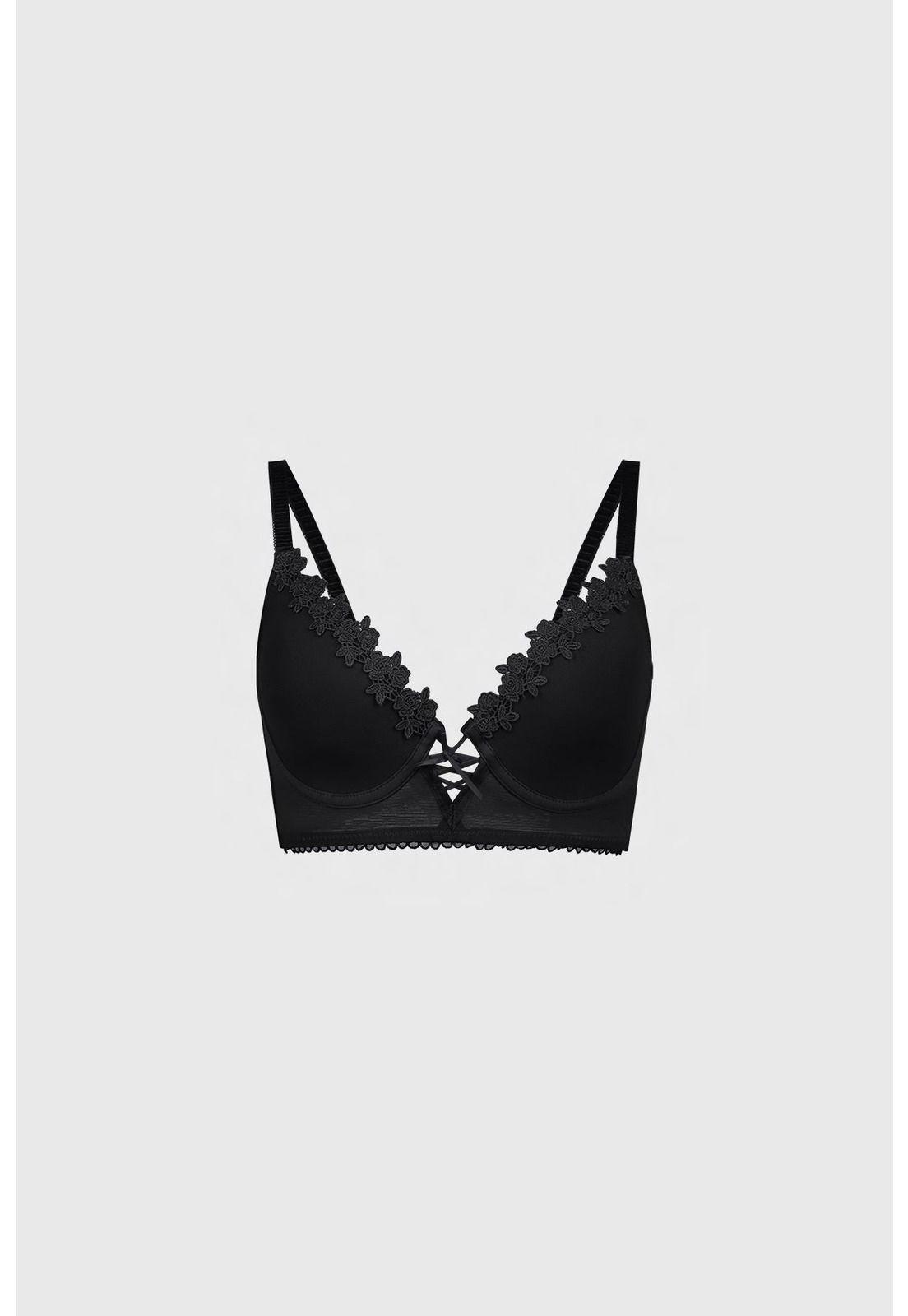 Sostén Mujer Mesh Detalle Macramé Negro-0