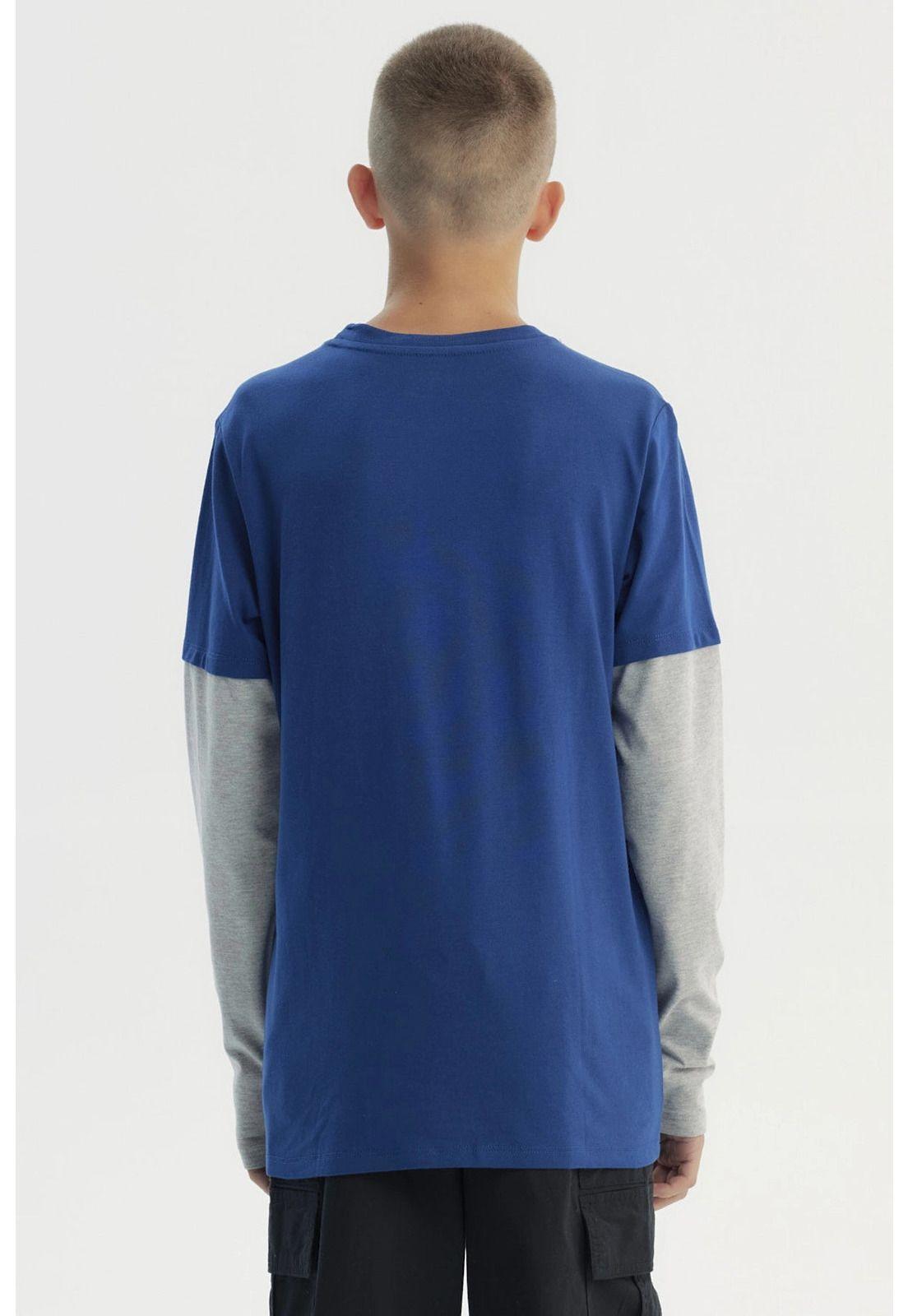 Polera Niño Básica Print Azul - ll-2