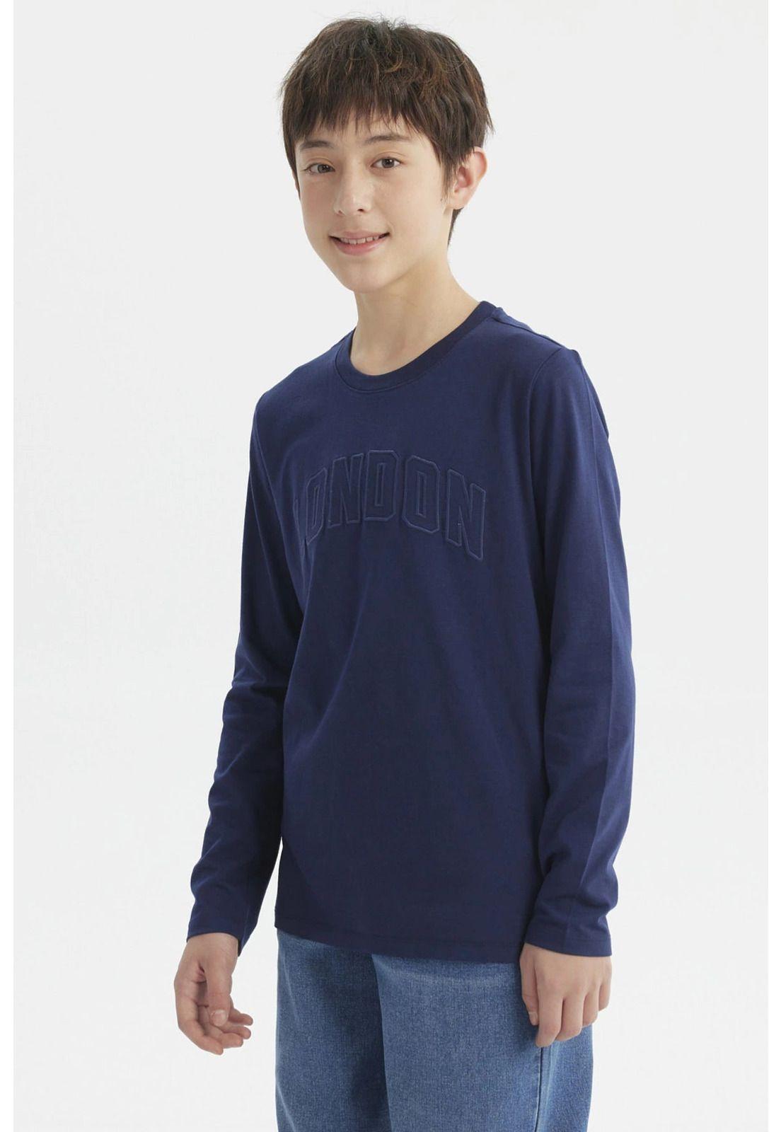 Polera Niño Print Con Relieve Azul Oscuro-1