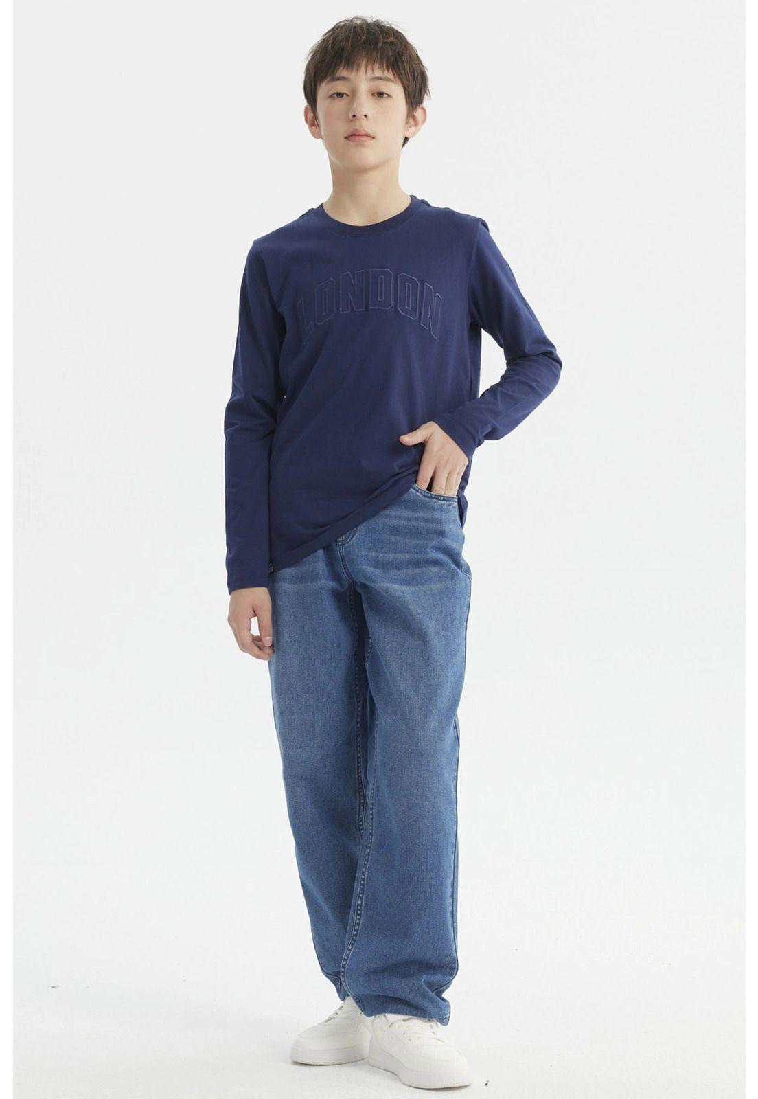 Polera Niño Print Con Relieve Azul Oscuro-3