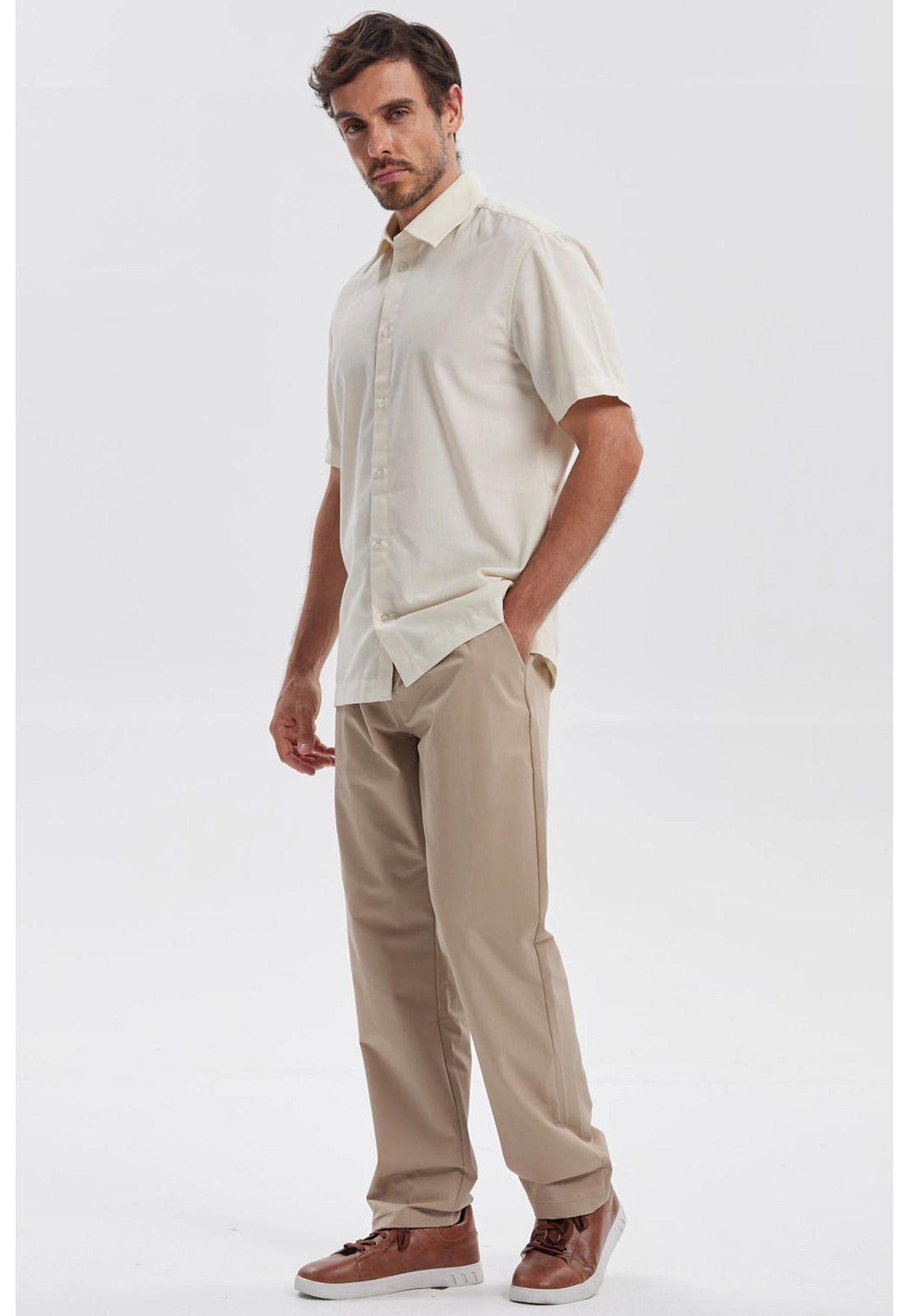 Camisa Hombre Lisa Beige-3