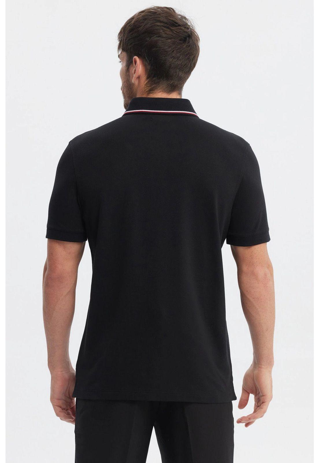 Polera Hombre Pique Dos Botónes Negro-2