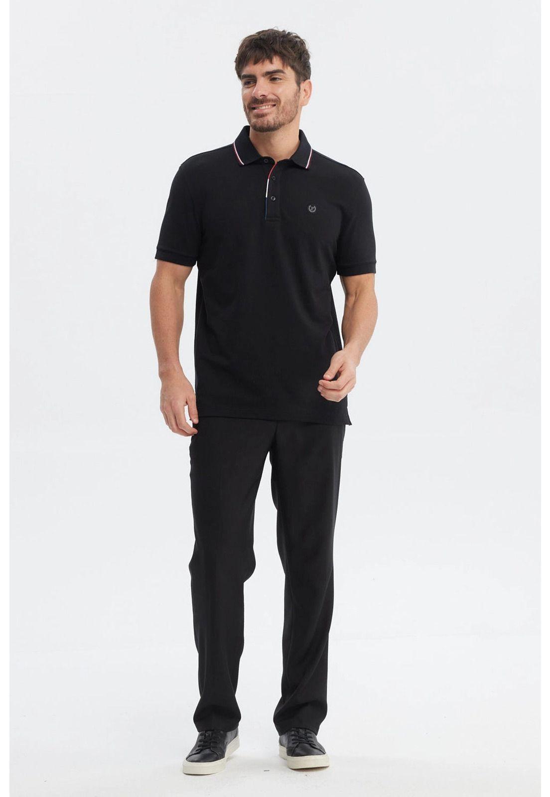 Polera Hombre Pique Dos Botónes Negro-3