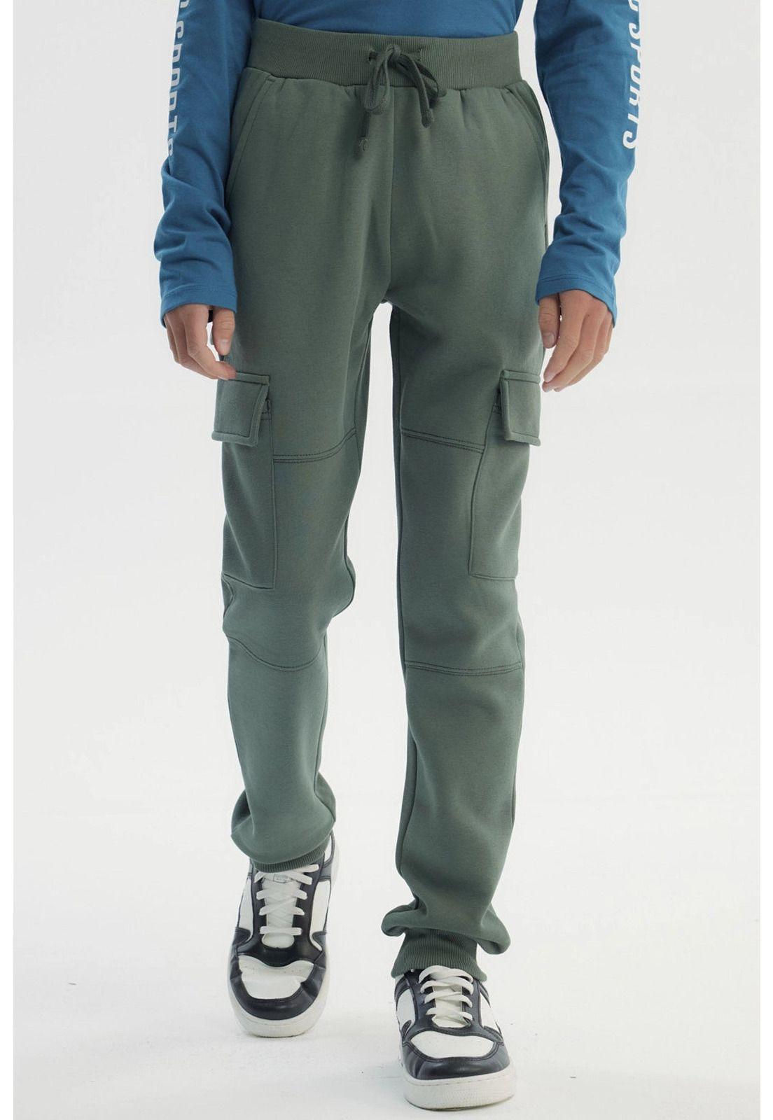 Pantalón Buzo Niño Pitillo Verde-0