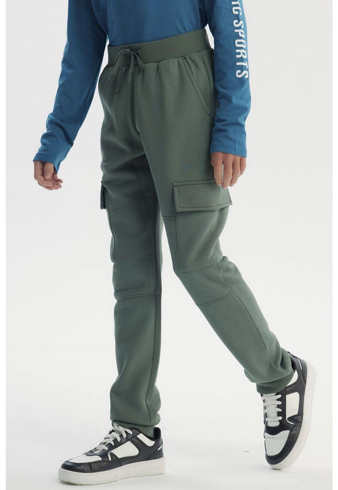 Pantalón Buzo Niño Pitillo Verde-1