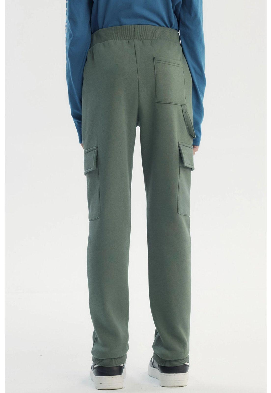 Pantalón Buzo Niño Pitillo Verde-2