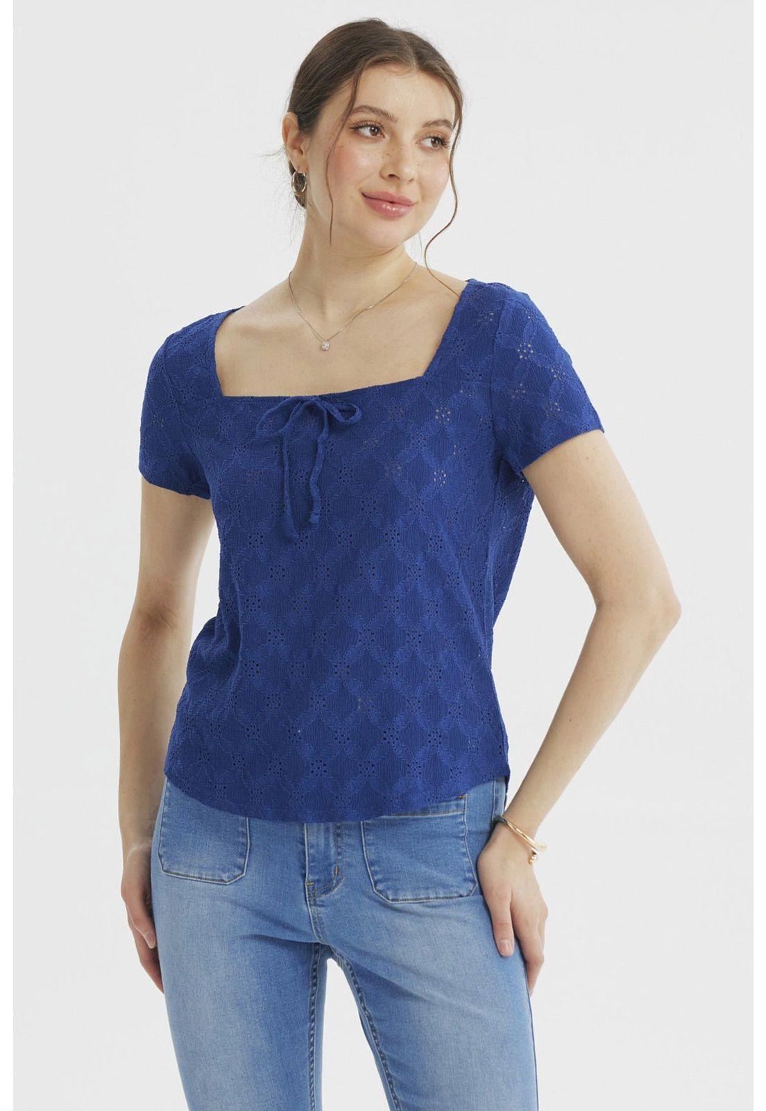 Polera Mujer Ajustado Azul Claro-0