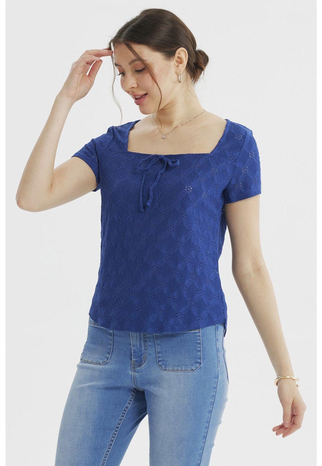 Polera Mujer Ajustado Azul Claro-1