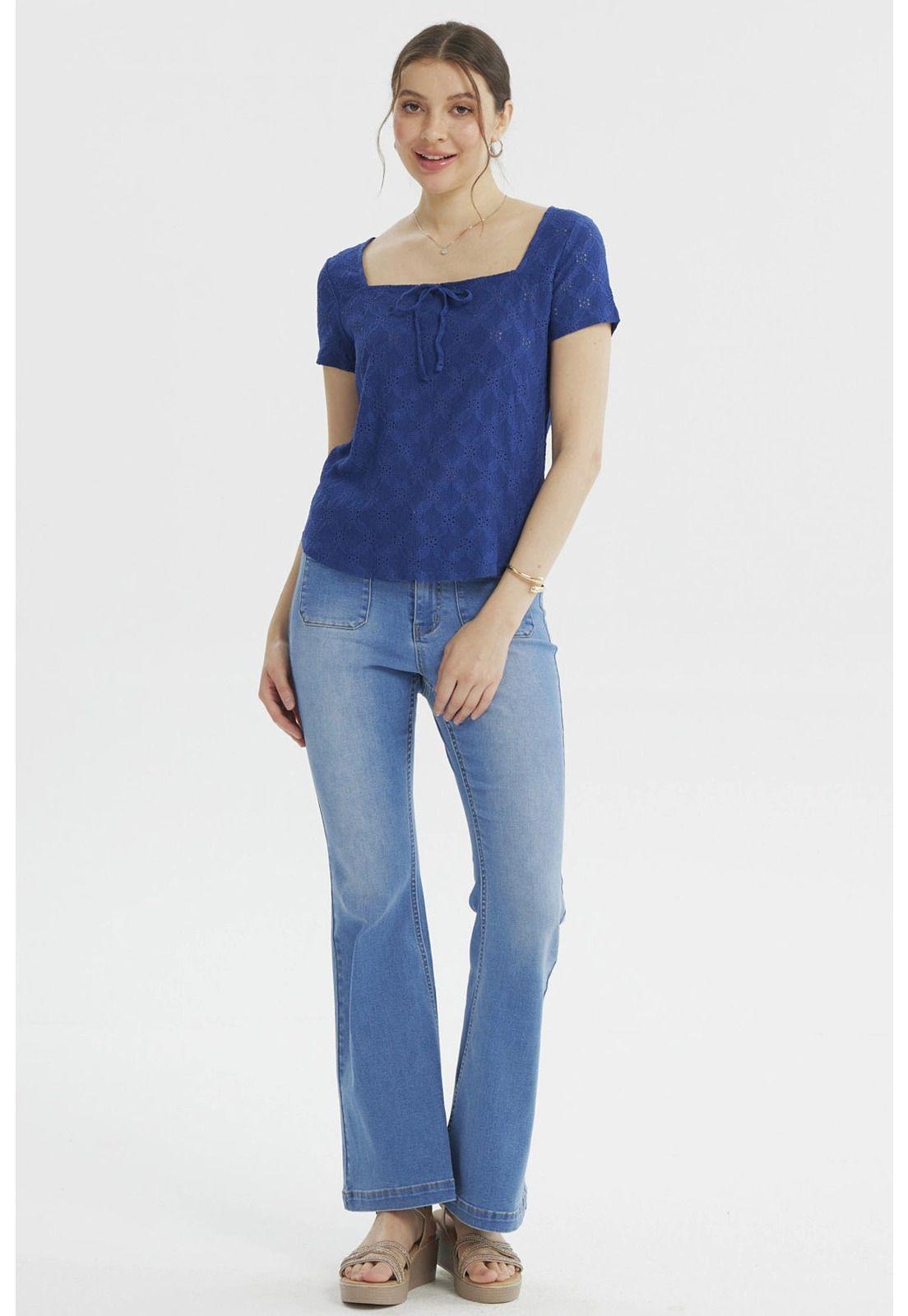 Polera Mujer Ajustado Azul Claro-3