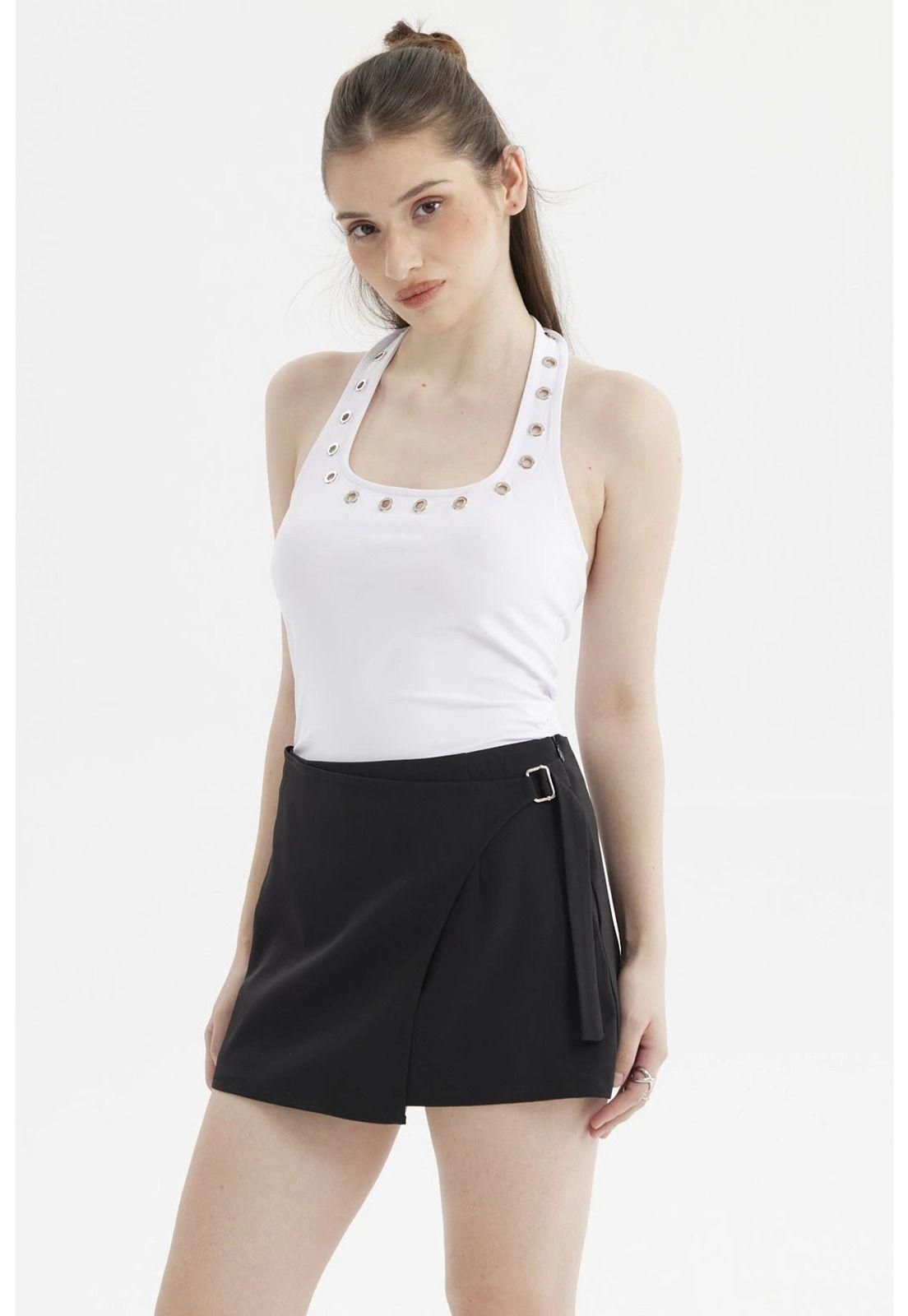 Polera Mujer Cuello Halter Blanco- ll-1