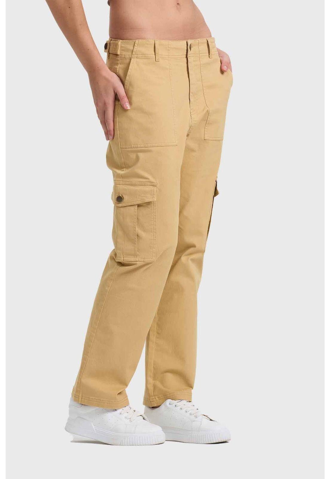 Pantalón Mujer Semi Recto Gabardina Caqui-1
