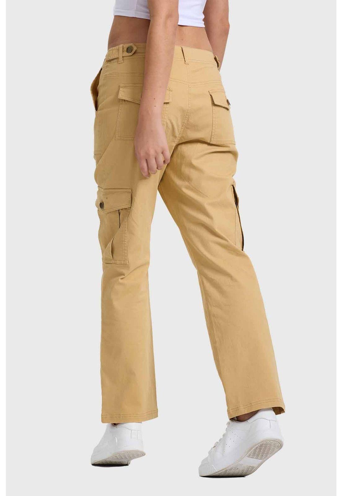 Pantalón Mujer Semi Recto Gabardina Caqui-2