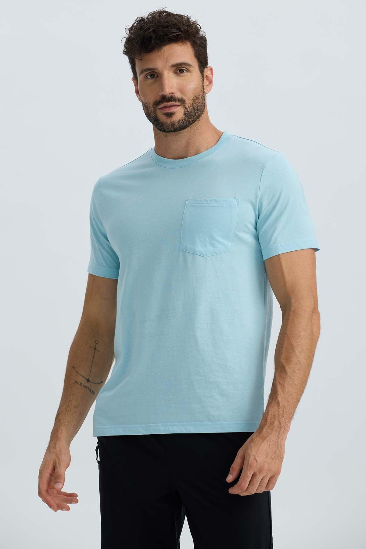 Polera Hombre Básica Con Bolsillo Celeste II-2