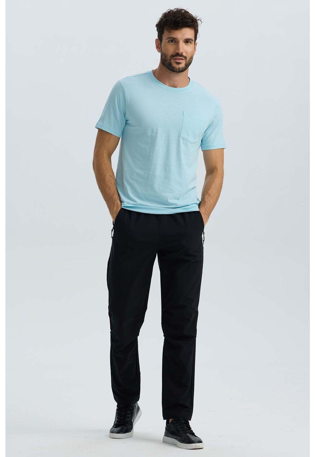 Polera Hombre Básica Con Bolsillo Celeste-3