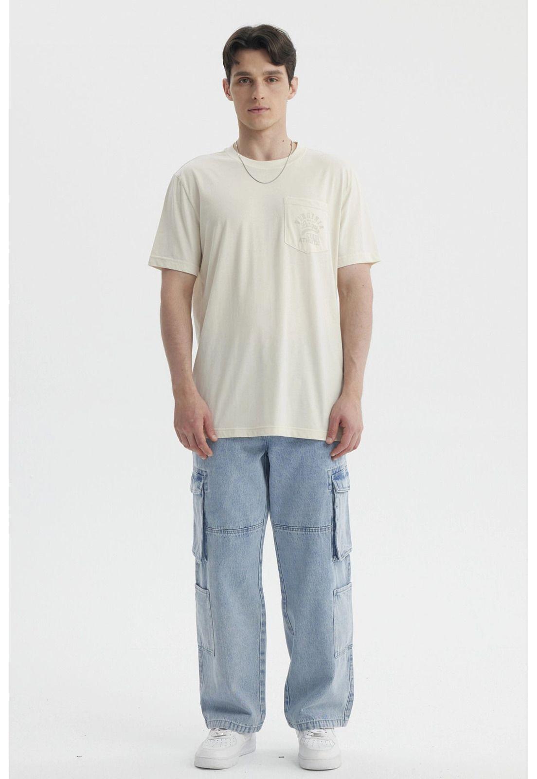 Polera Hombre Con Bolsillo Print Beige Claro-3