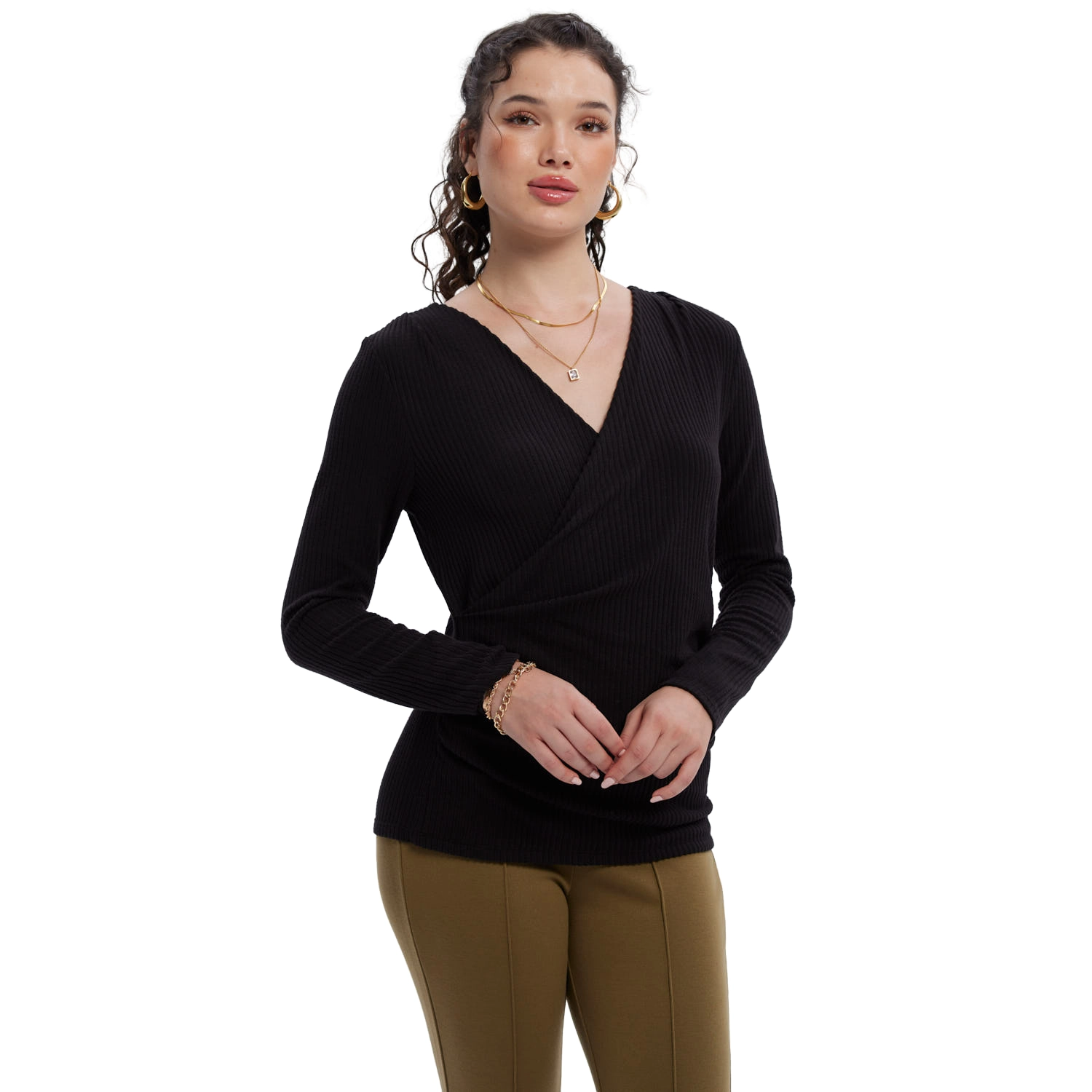 Polera Mujer Cruce Delantero Negro-2