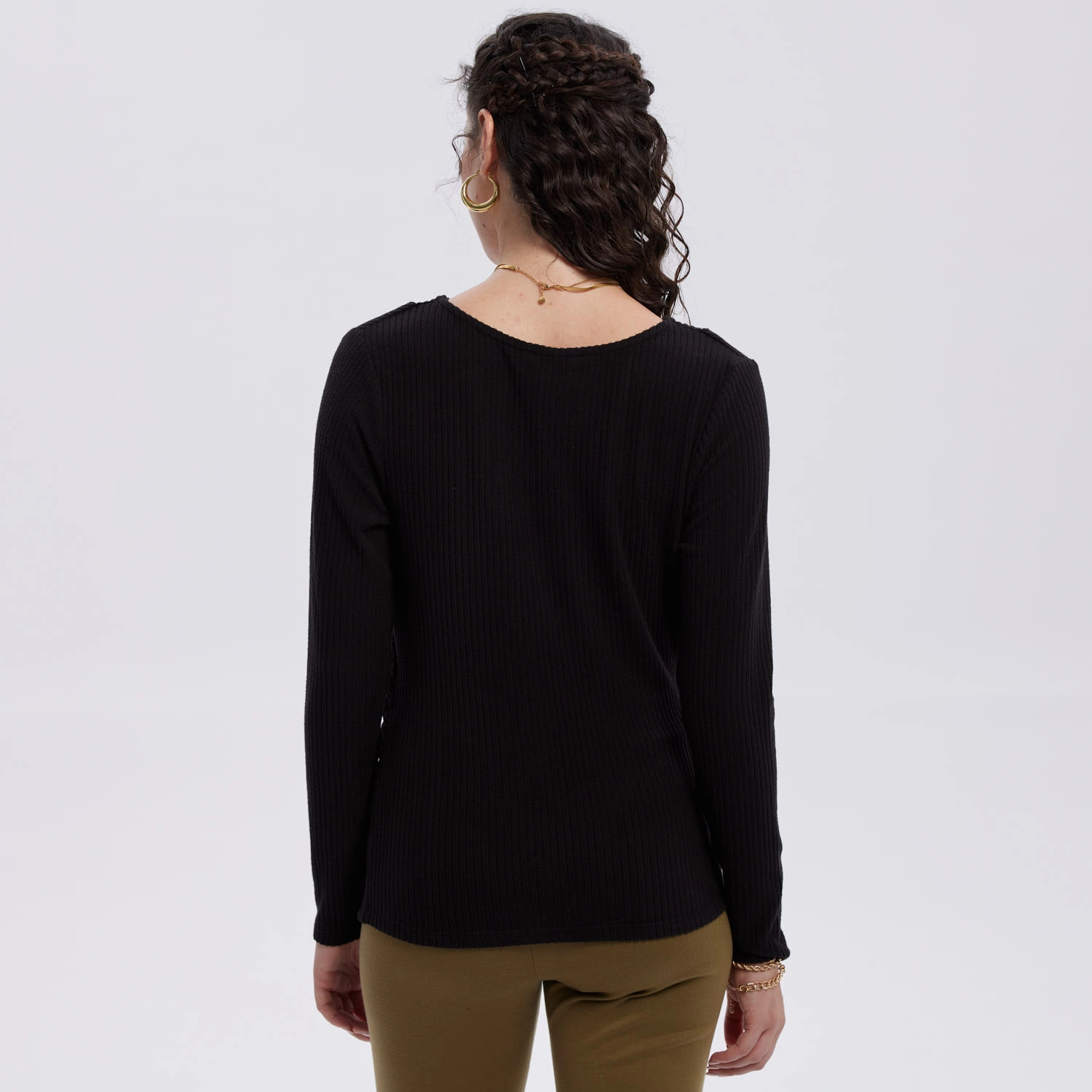 Polera Mujer Cruce Delantero Negro-3