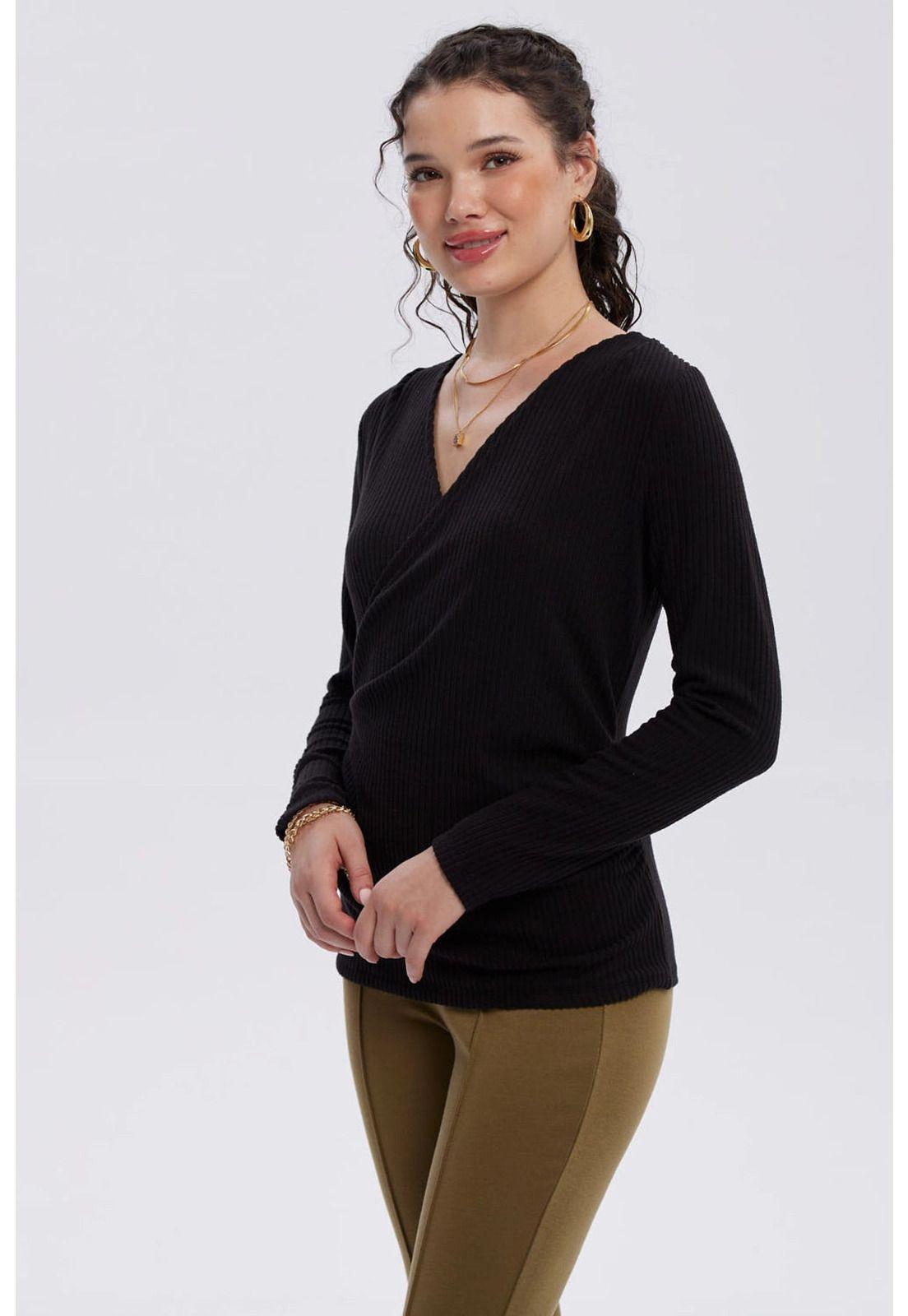 Polera Mujer Cruce Delantero Negro-1