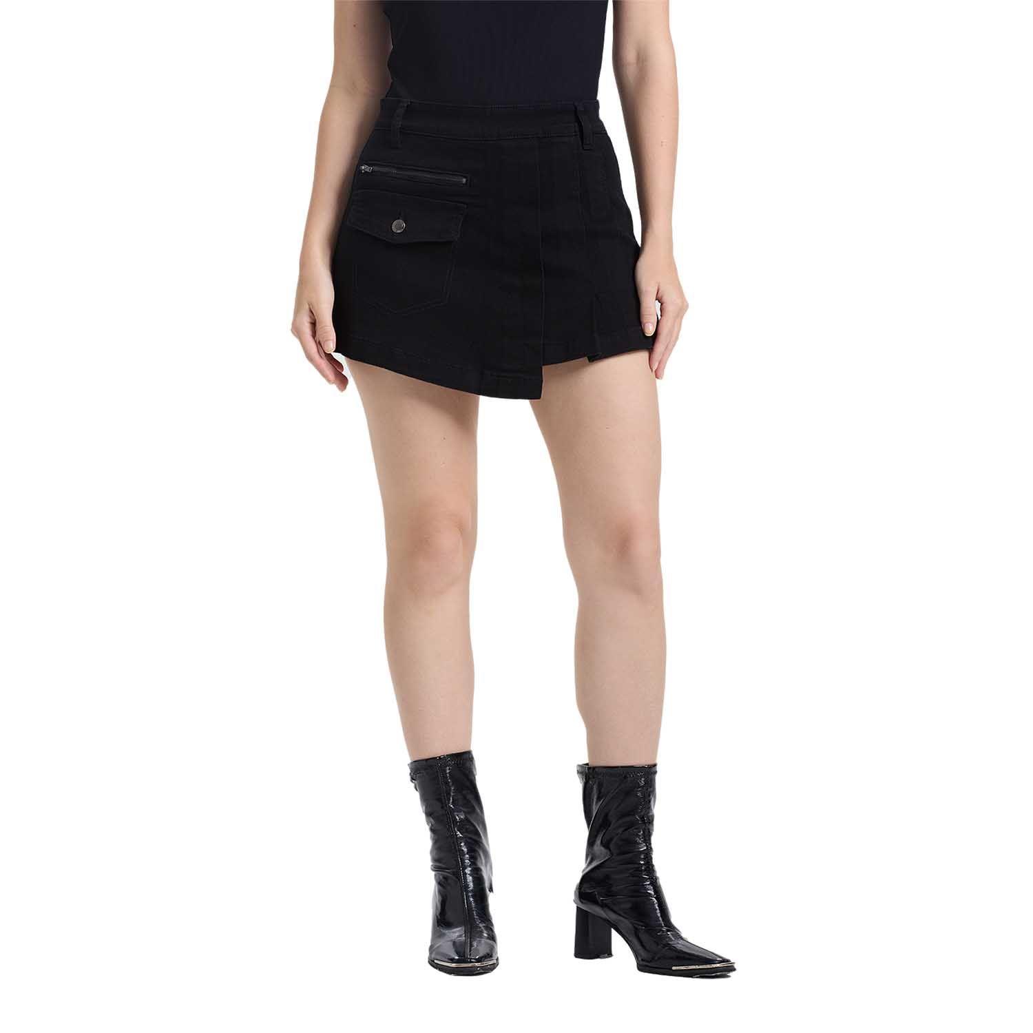 Falda Mujer Cargo Tablas Negro Fashion's Park-0