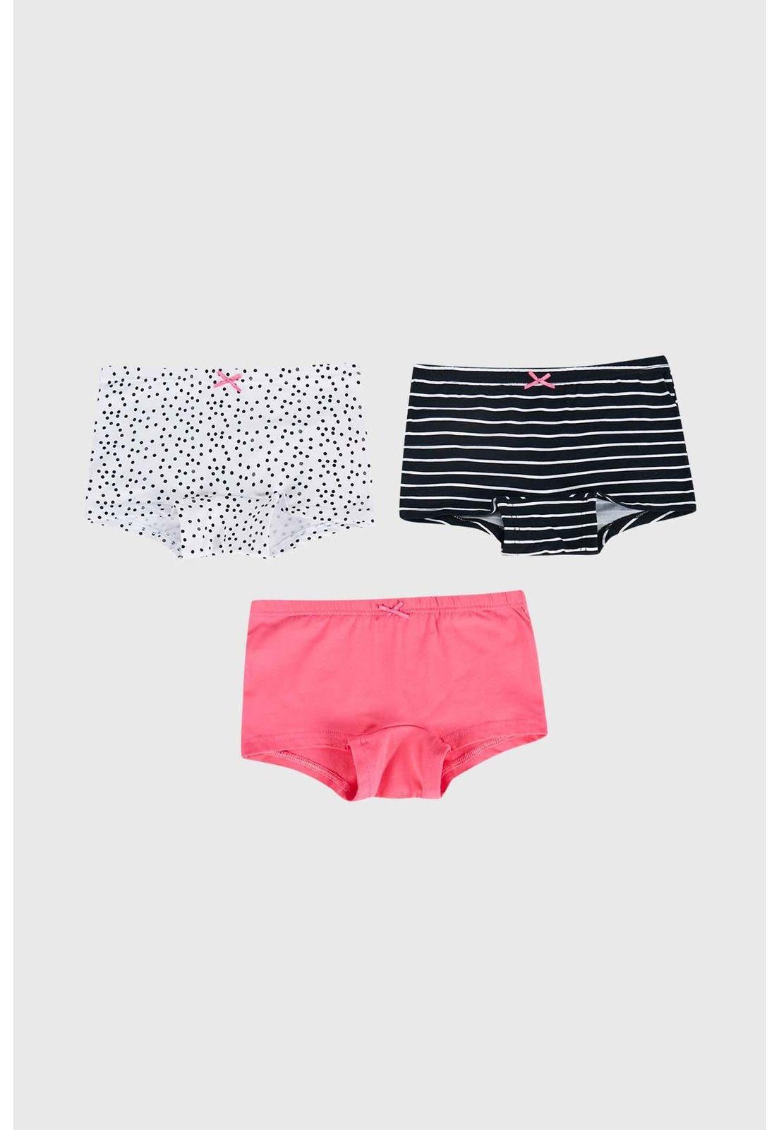 Calzón Niña Tripack Tipo Short Fucsia-0