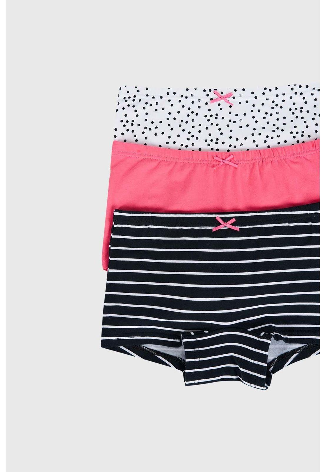 Calzón Niña Tripack Tipo Short Fucsia-1