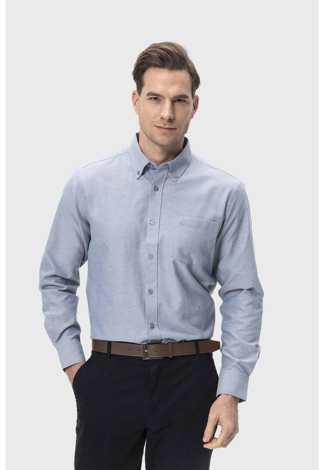 Camisa Hombre Oxford Gris - ll-1