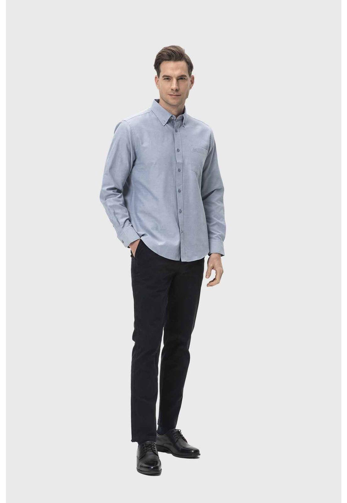 Camisa Hombre Oxford Gris - ll-3