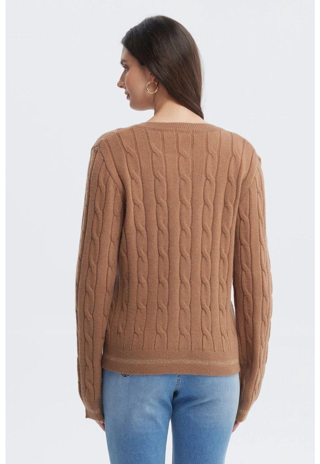 Sweater Mujer Slim Cuello Redondo Camel-2