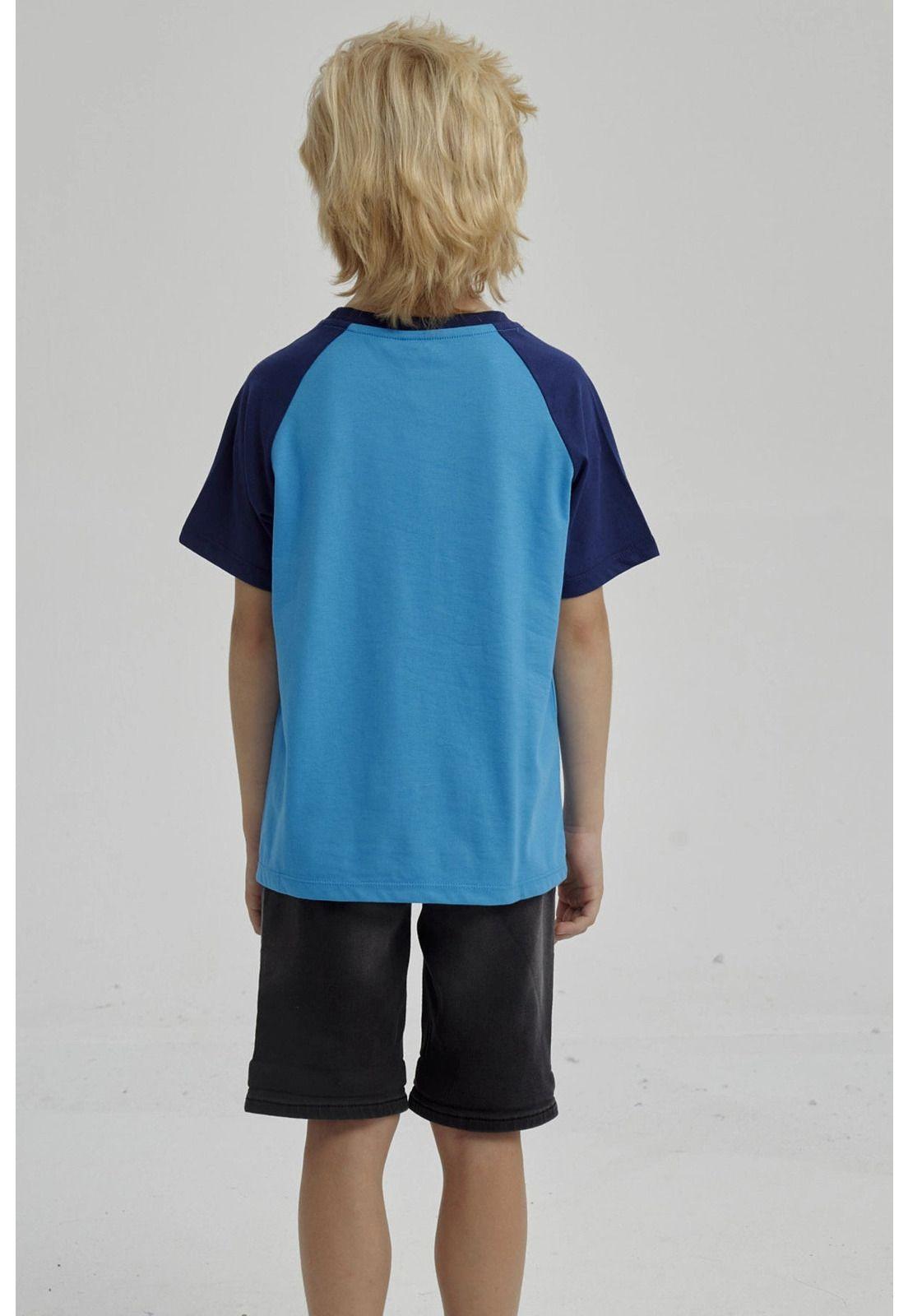 Polera Niño Raglan Print Azul Claro-6