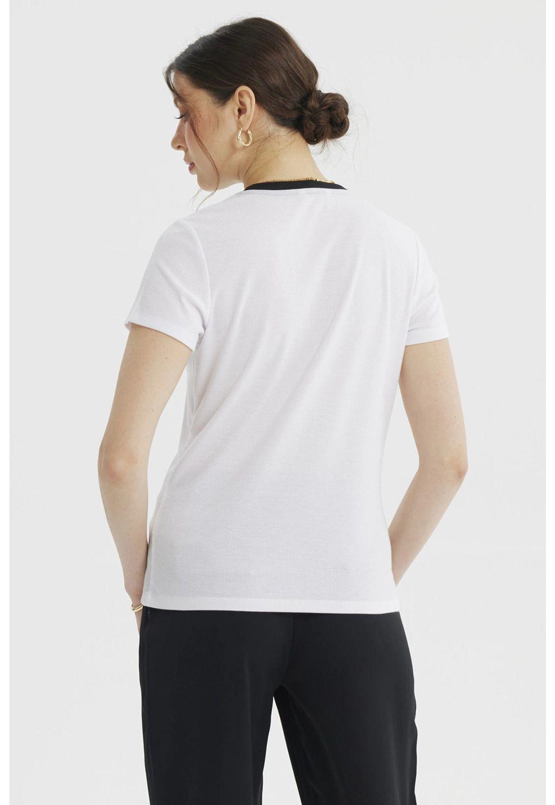 Polera Mujer Abotonado Falso Blanco-2