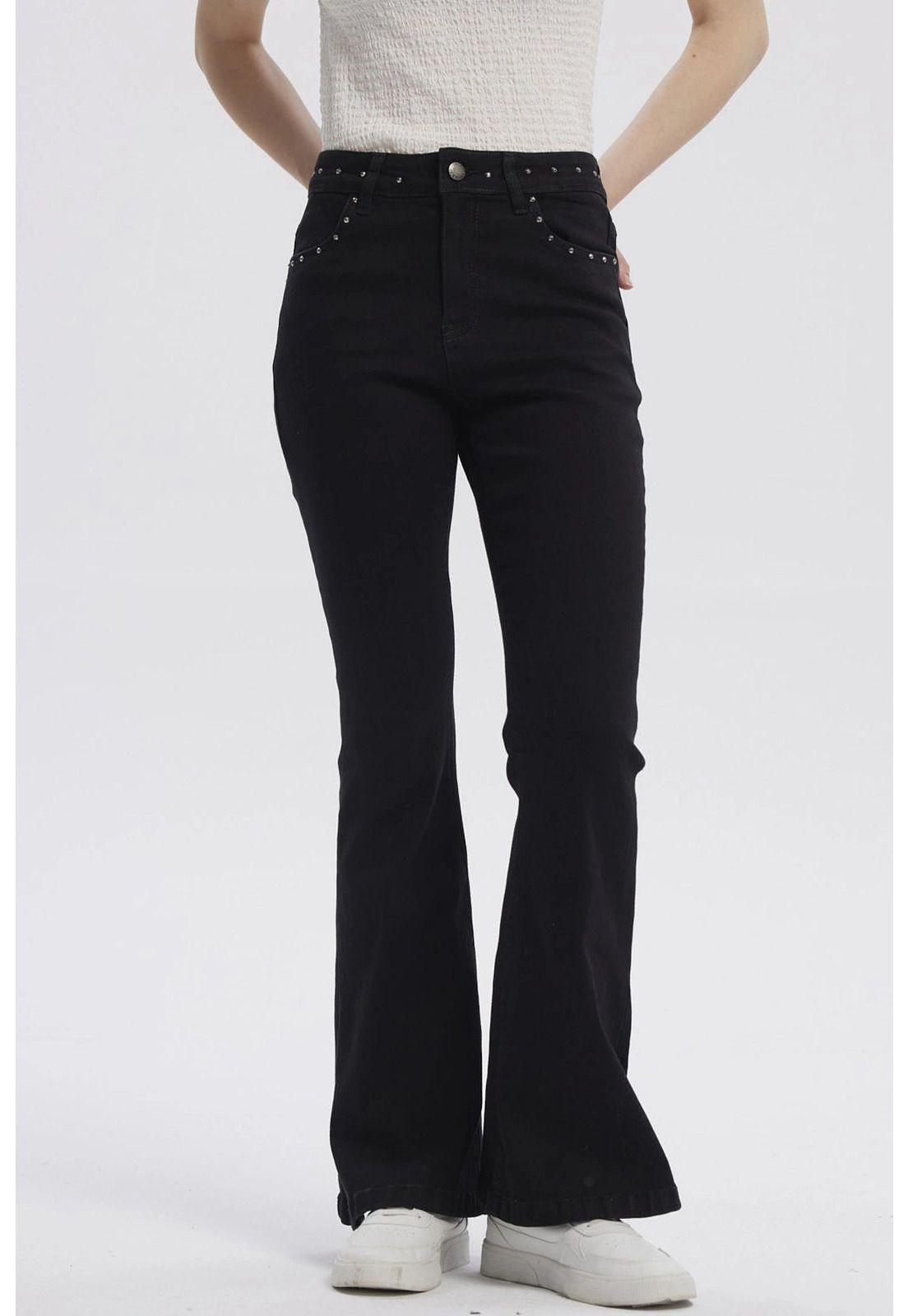 Jeans Mujer Moda Flare Negro - lV-0