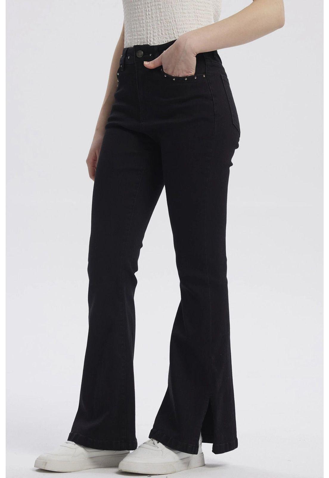 Jeans Mujer Moda Flare Negro - lV-1