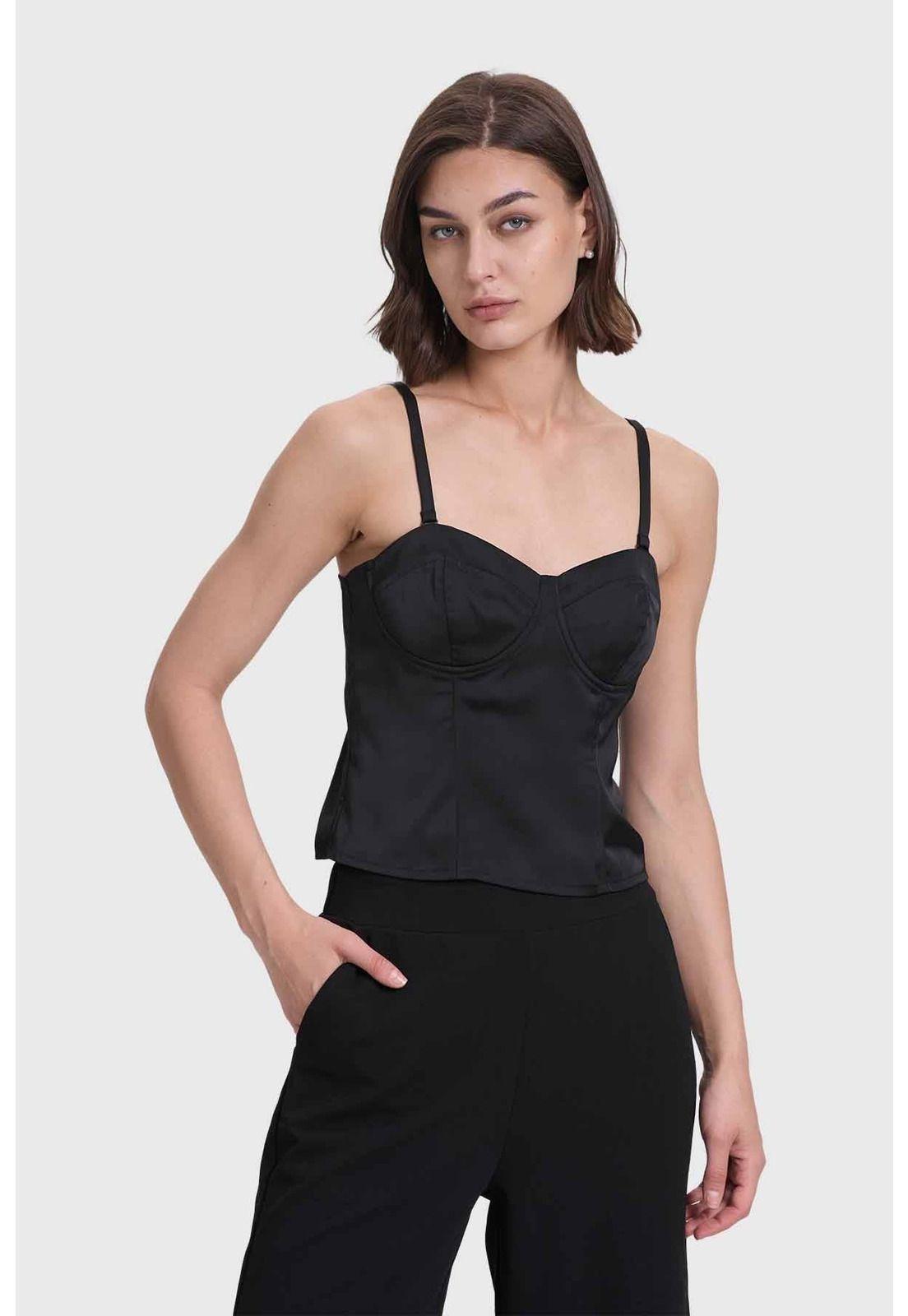 Blusa Mujer Top Tipo Corset Negro-0