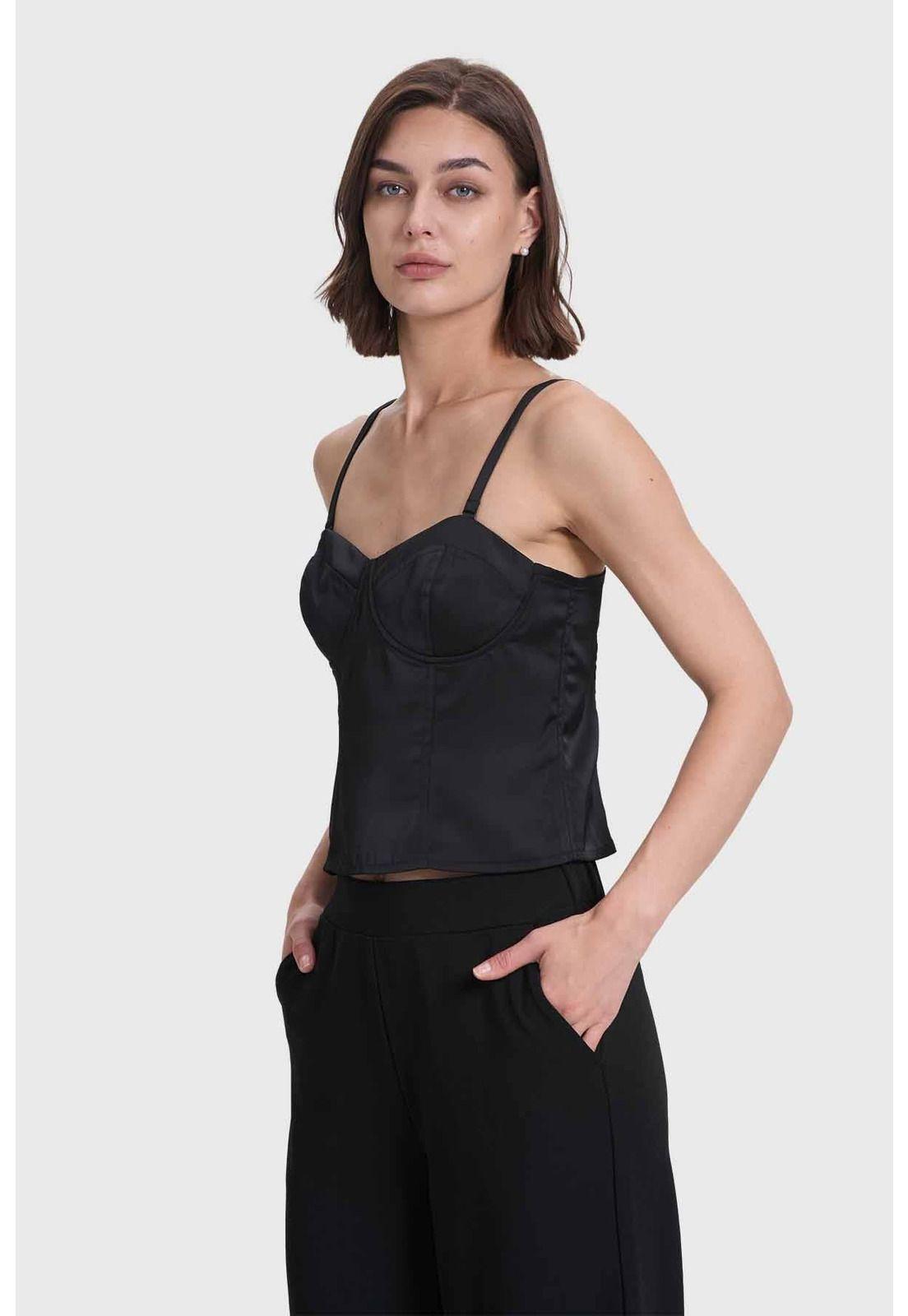 Blusa Mujer Top Tipo Corset Negro-1