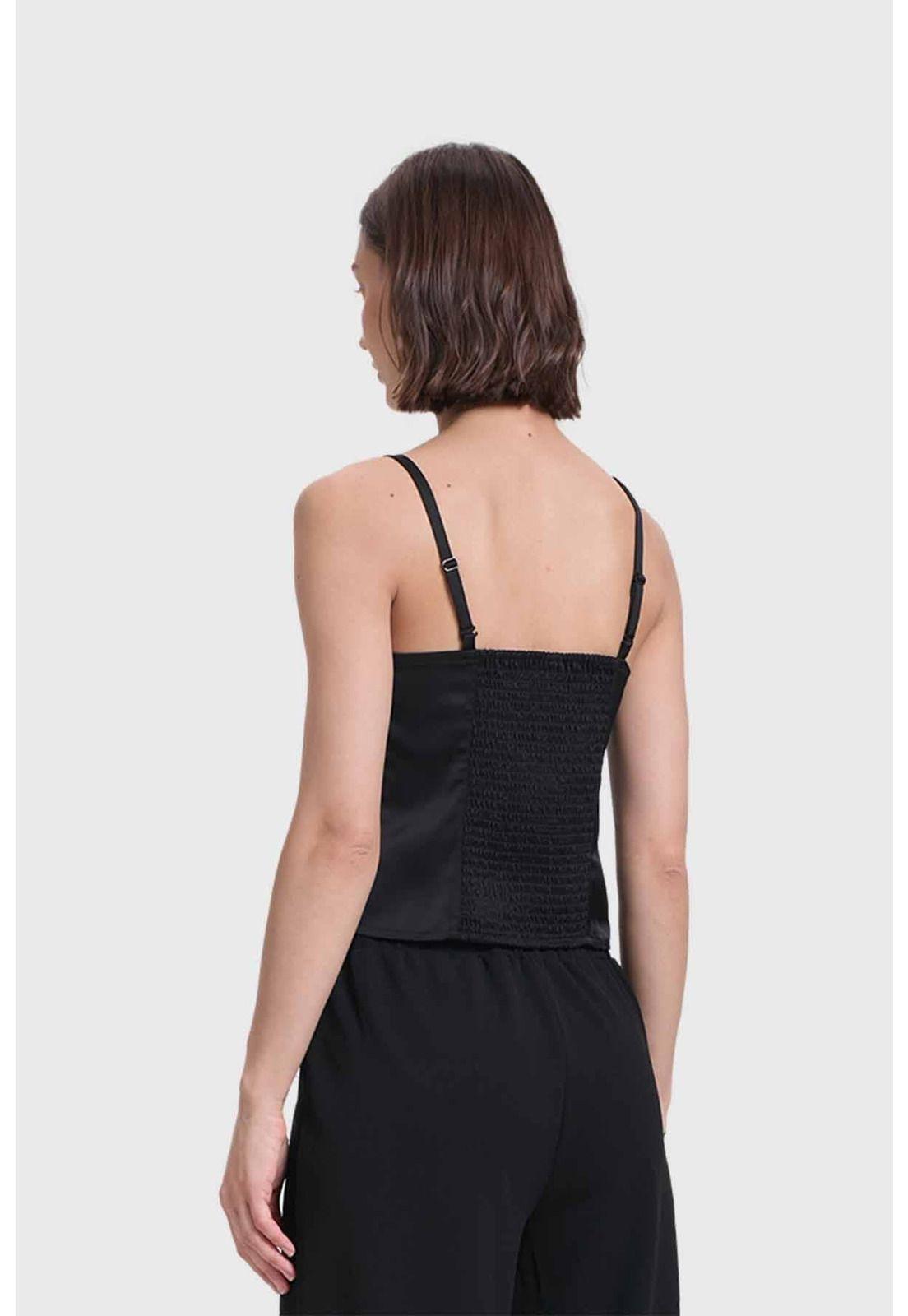 Blusa Mujer Top Tipo Corset Negro-2