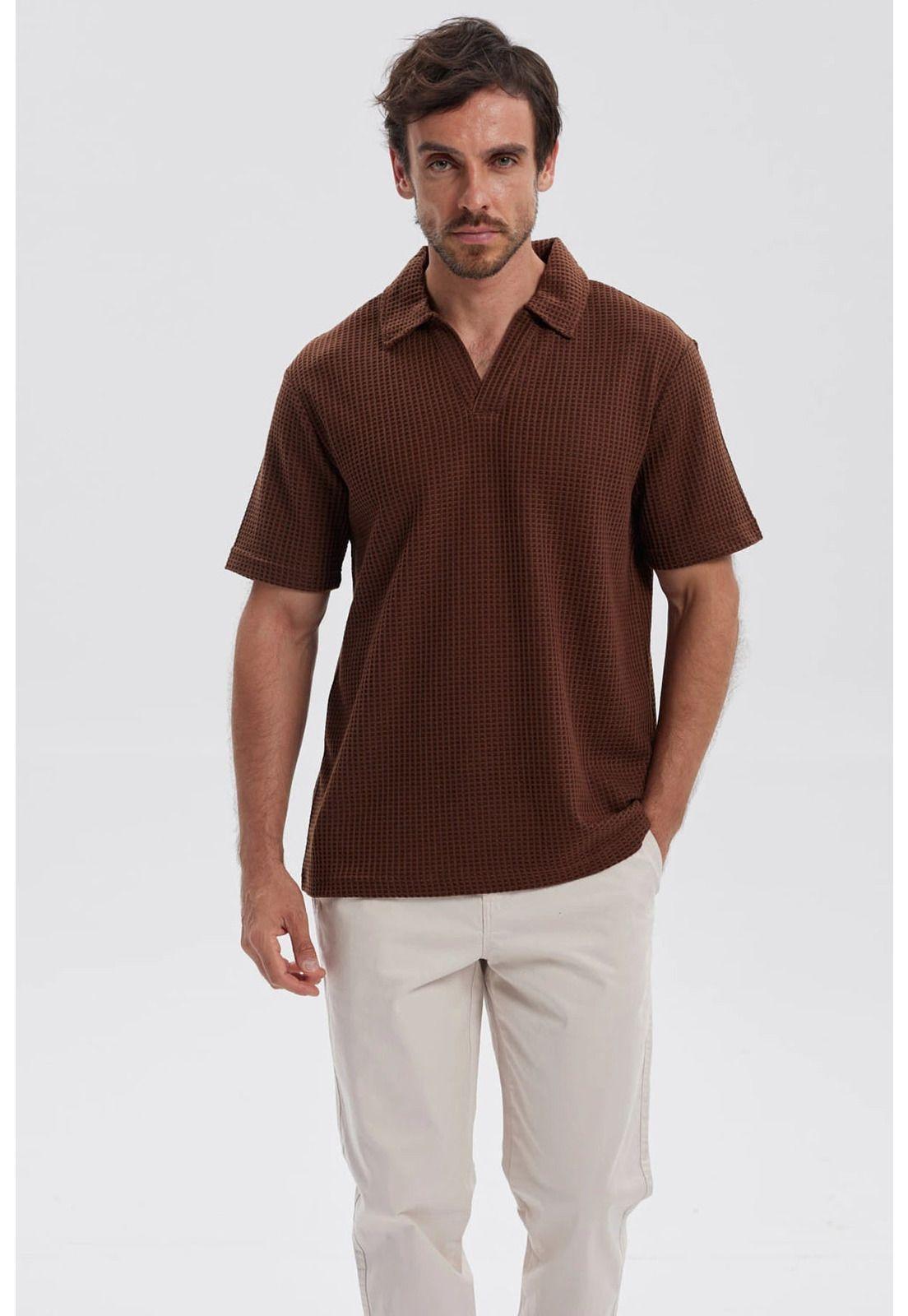 Polera Hombre Textura Café-0