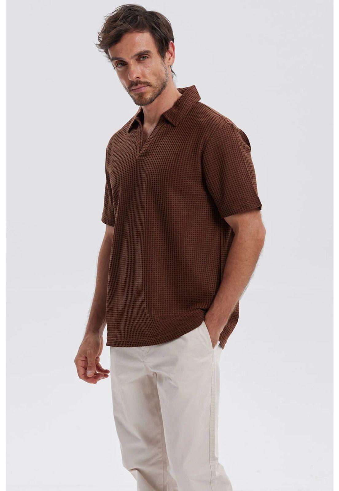 Polera Hombre Textura Café-1