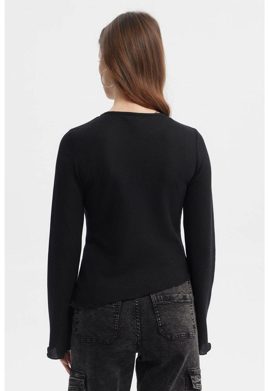 Polera Mujer Abertura Costado Negro-2