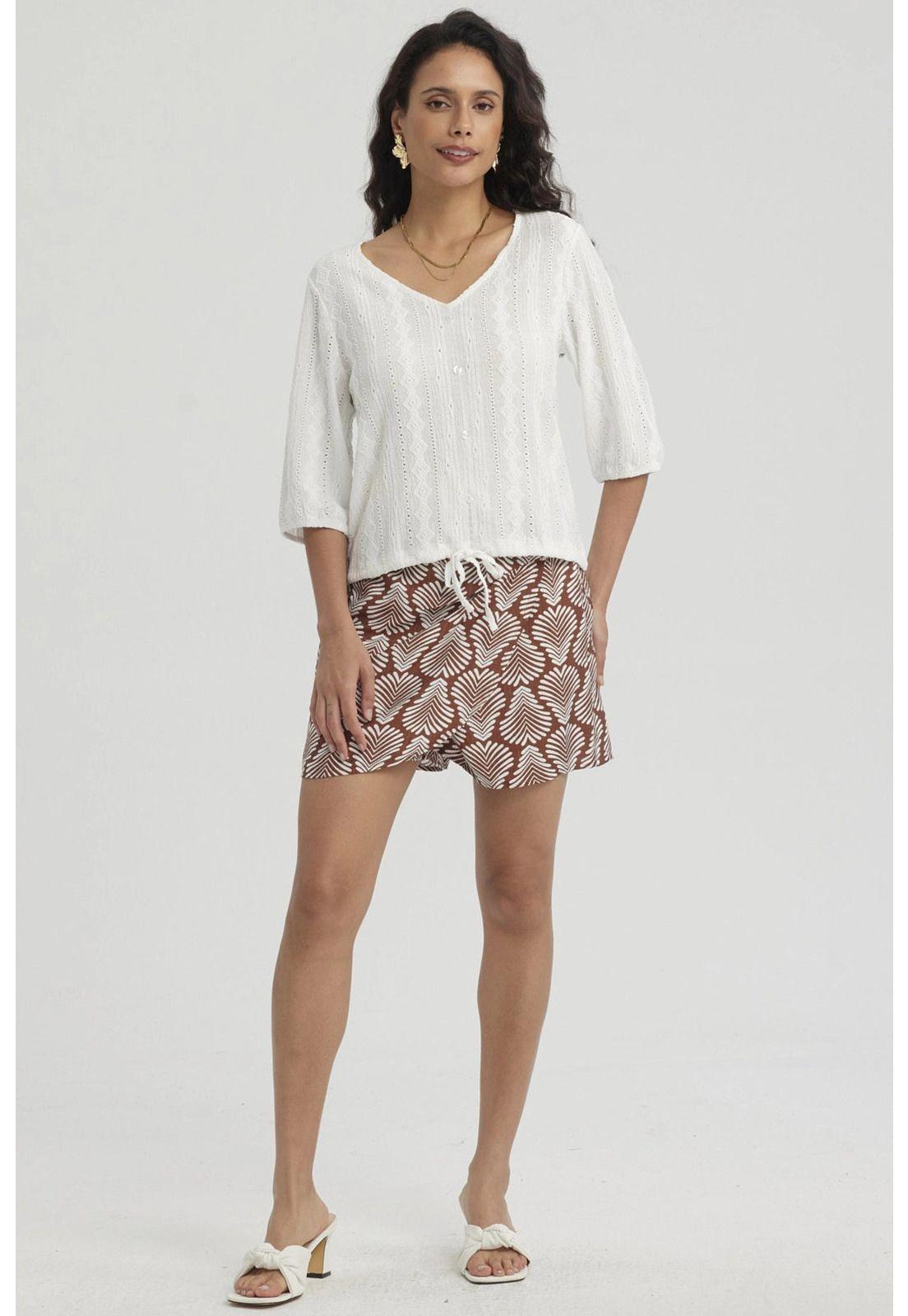 Polera Mujer Botones Decorativos Crudo-7