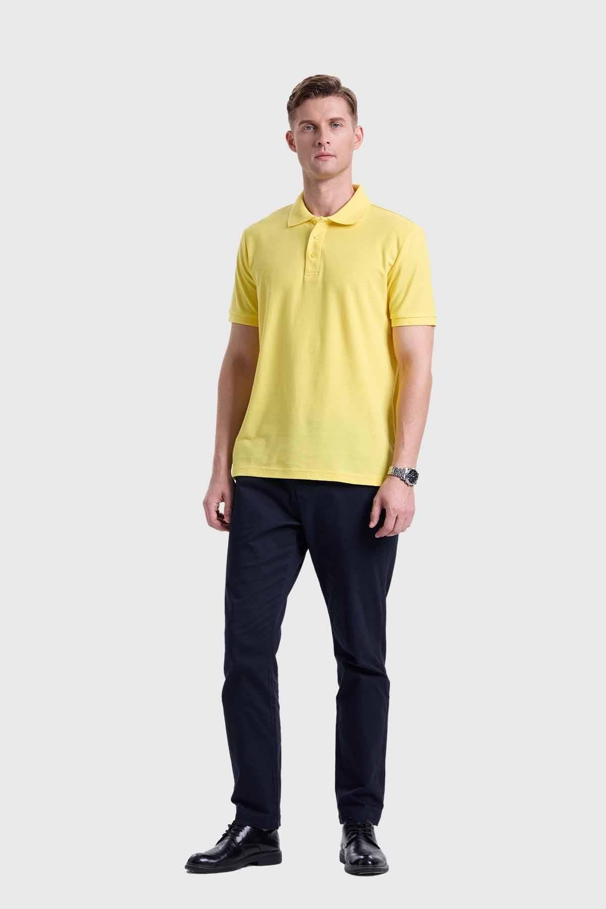 Polera Hombre Piqué Básica Amarillo-3