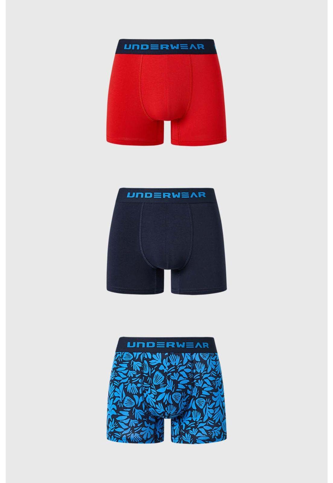 Bóxer Hombre Tripack Liso Azul - VII-0