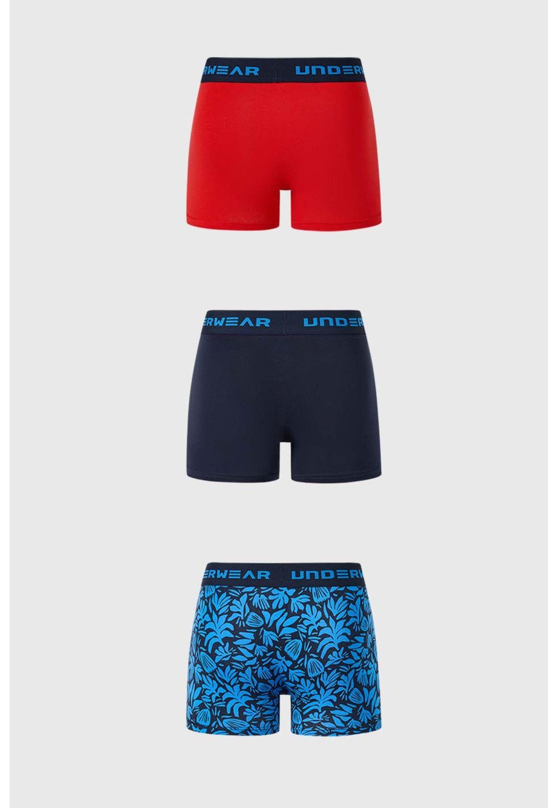 Bóxer Hombre Tripack Liso Azul - VII-1