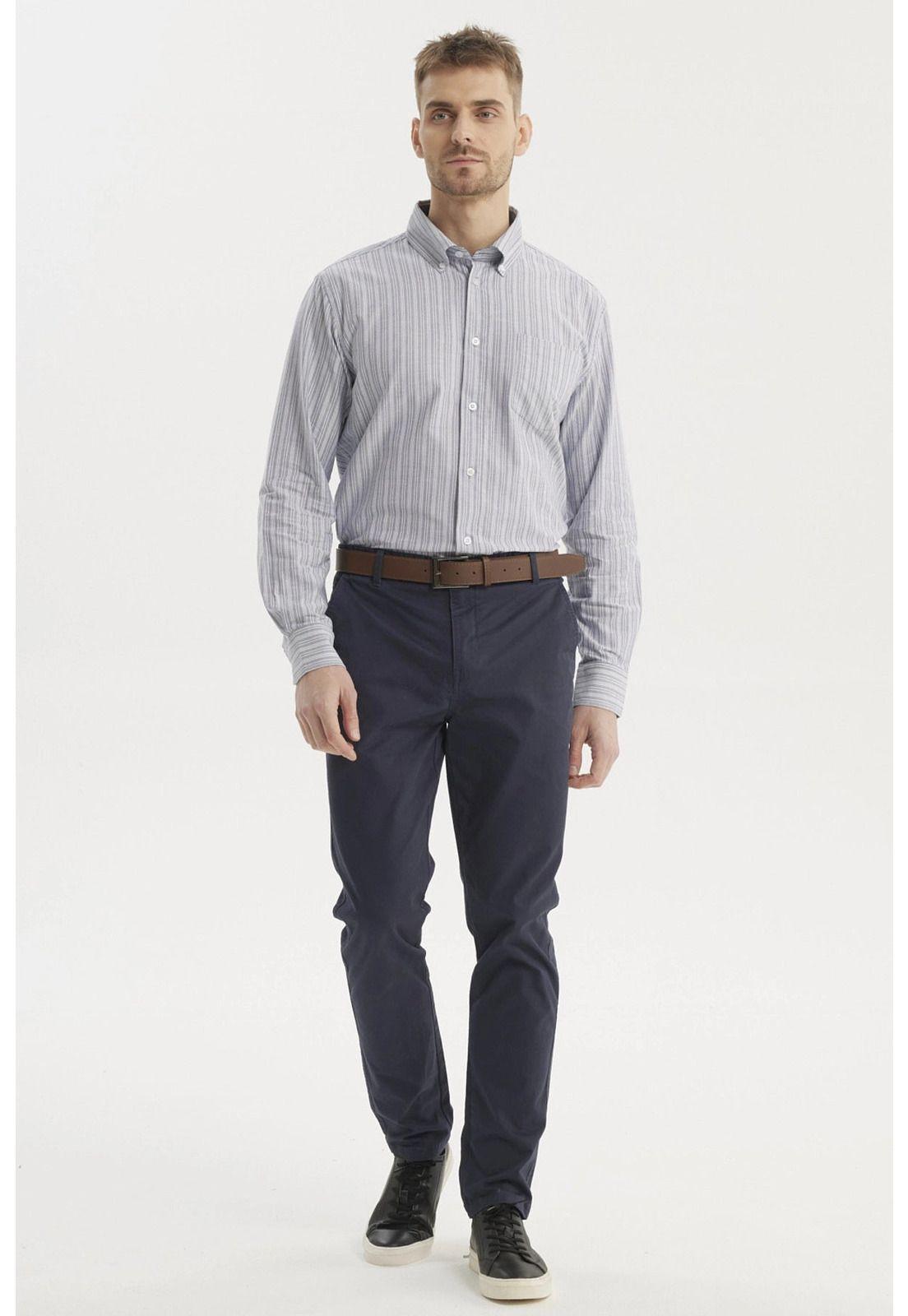 Camisa Hombre Rayas Premium Azul-3