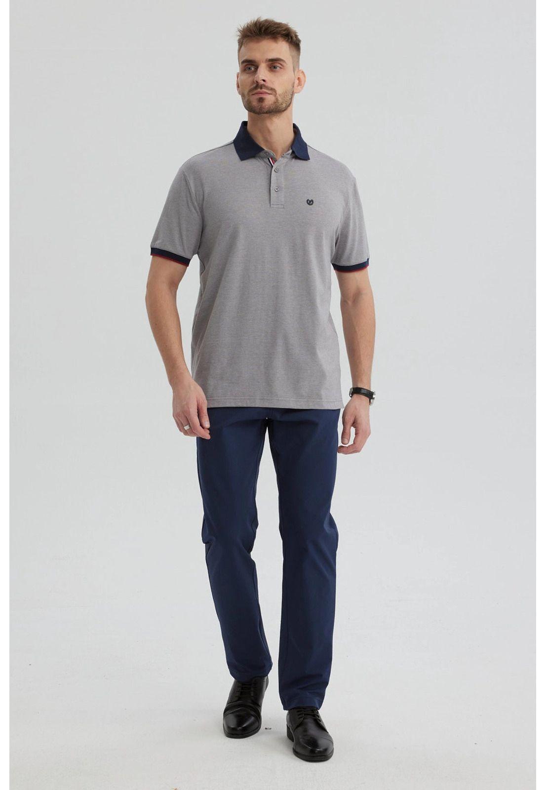 Polera Hombre Cuello Contraste Gris-3