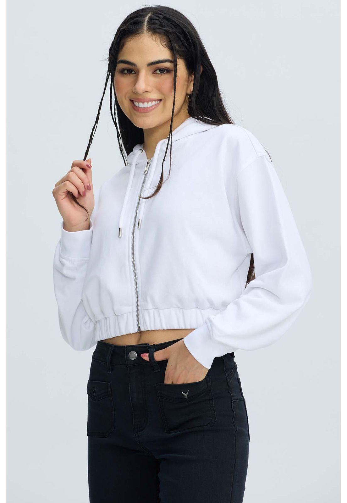 Polerón Mujer Full Zipper Crop Crudo-0