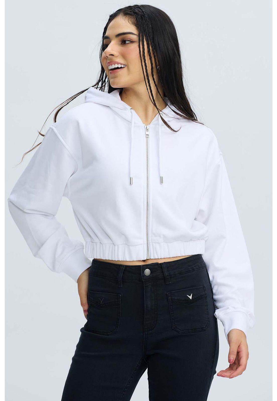 Polerón Mujer Full Zipper Crop Crudo-1