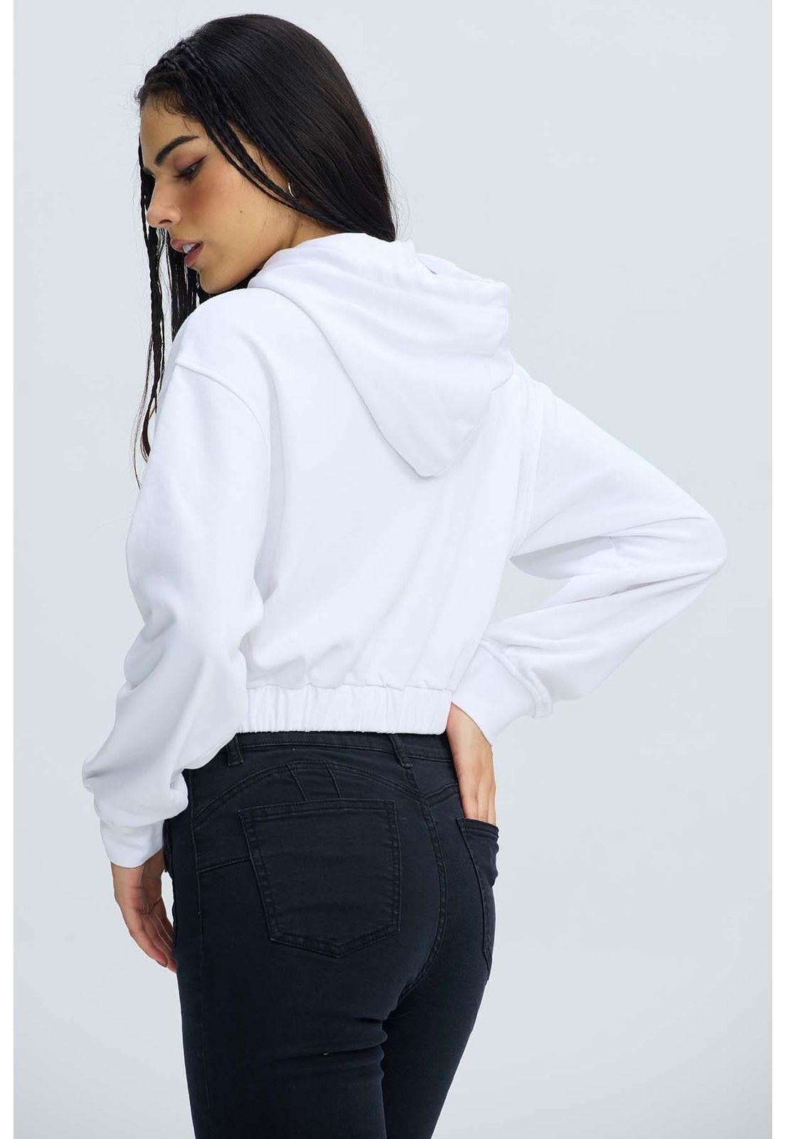 Polerón Mujer Full Zipper Crop Crudo-2