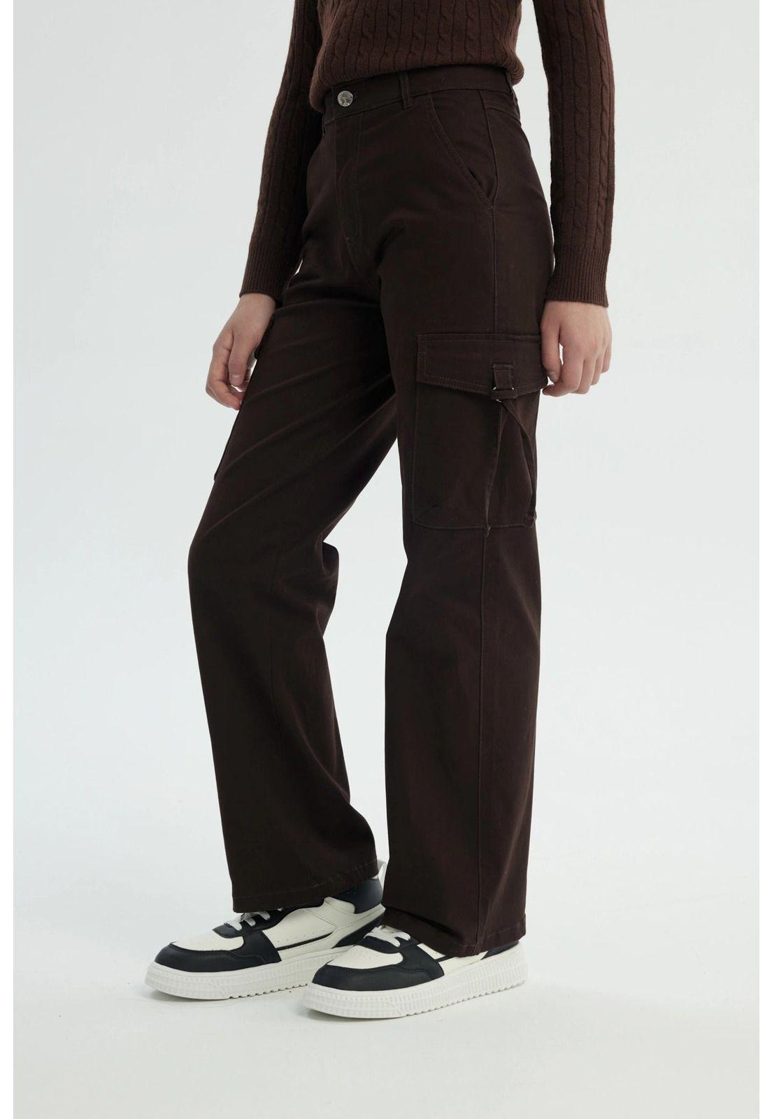 Pantalón Niña Wide Leg Café - lll-1