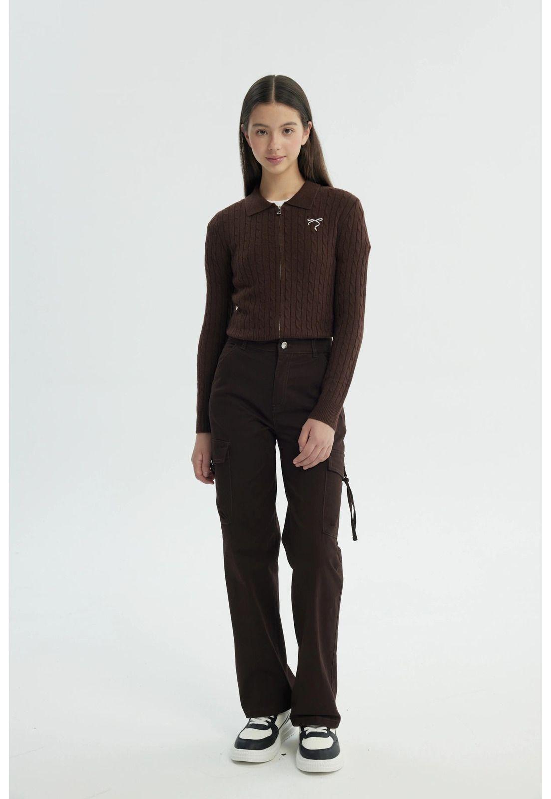 Pantalón Niña Wide Leg Café - lll-3
