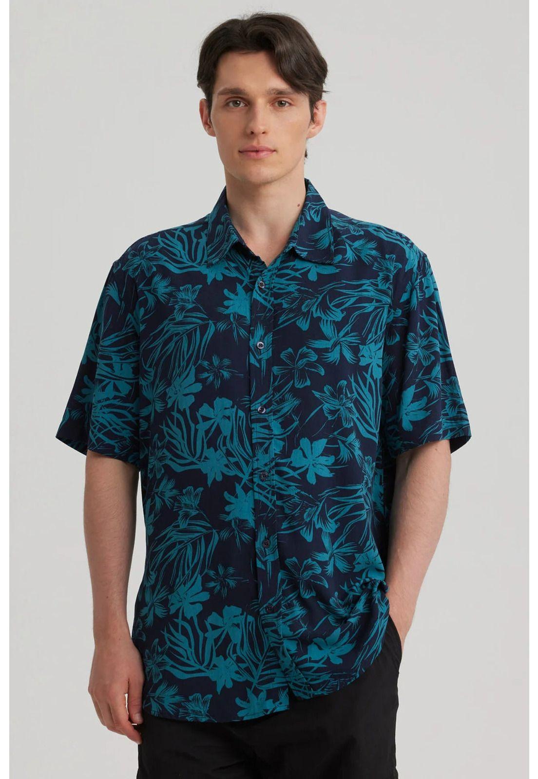 Camisa Hombre Full Print Azul - lll-4